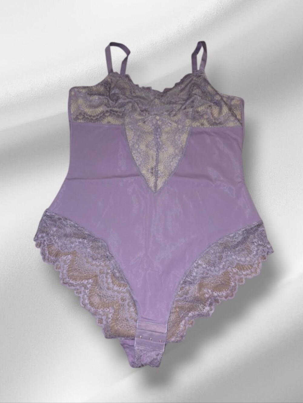 Pinsy Sculpting Lace Shapewear Bodysuit in a lavender/lilac colorway